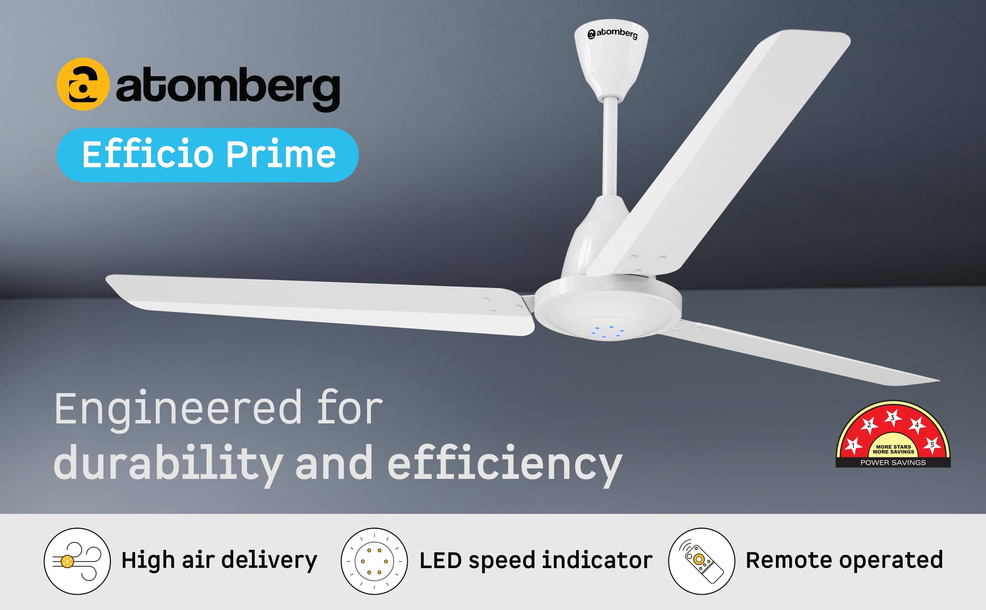 Atomberg Efficio Prime Remote Black — A+ Row 1