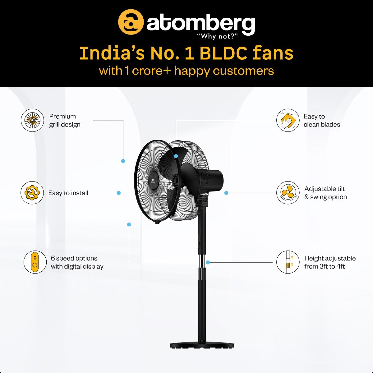 SilenceAire Hi-Speed Pedestal Fan
